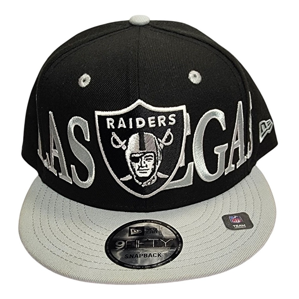 New Era 9FIFTY Las Vegas Raiders Snapback Hat Black‎ Grey NFL Flat Bill Cap OSFM